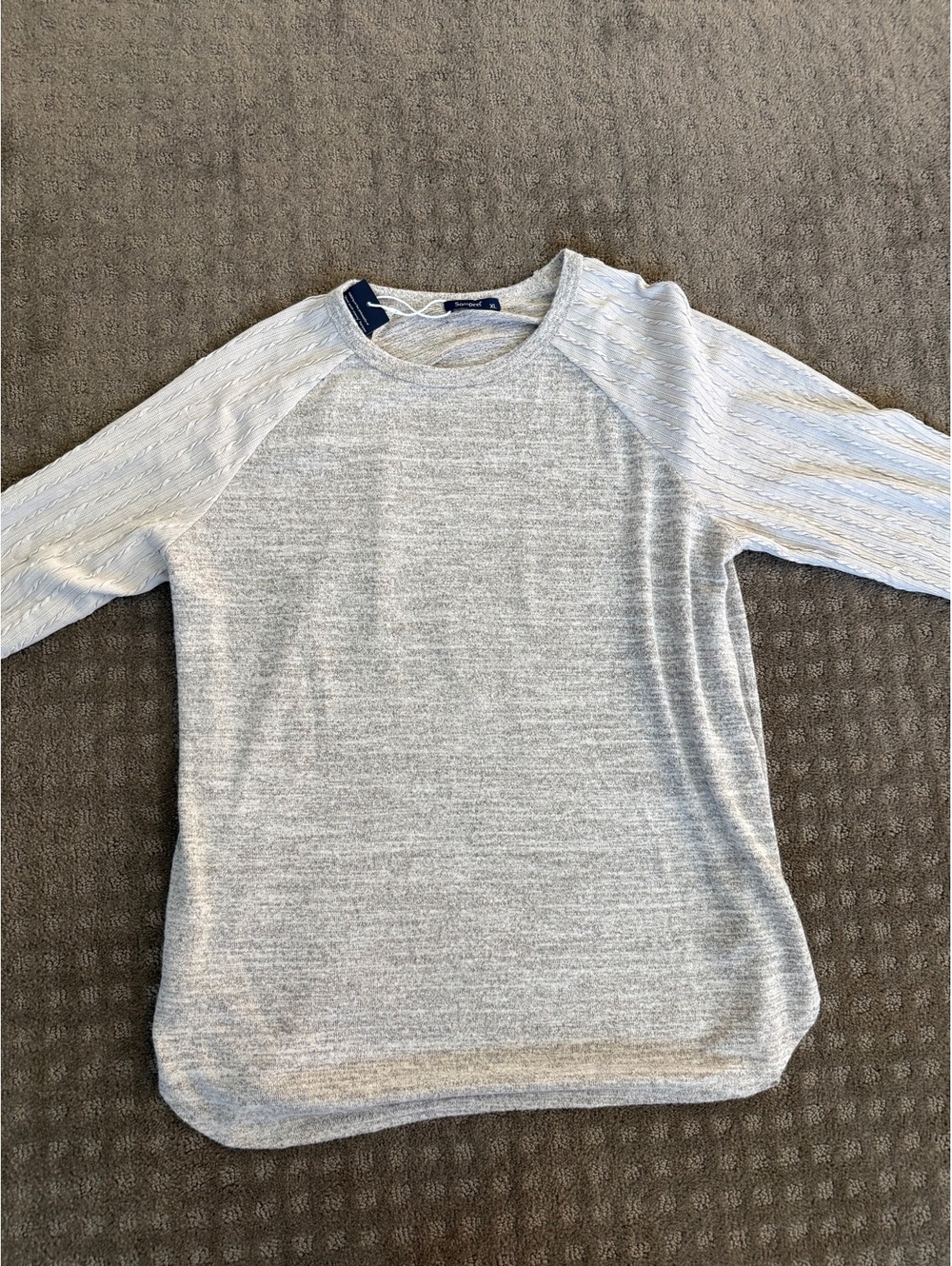Sampeel XL Light Gray Sweater with Textured Sleeves